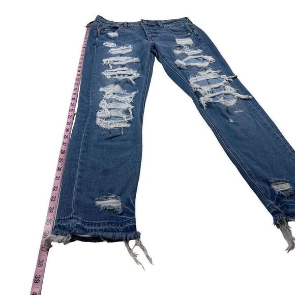 American Eagle Tomgirl Jeans High Waist Skinny Womens 4 Slim Leg Distressed - Picture 6 of 8